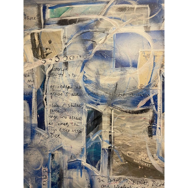 2020s Cheryl Fudge “Nantucket I” – Large Blue & White Coastal Abstract Mixed Media Painting (2025) For Sale - Image 5 of 11