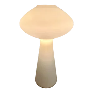 Mid 20th Century Danish Modern White Opaque Tall Model Glass Mushroom Lamp by Lisa Johansson-Pape