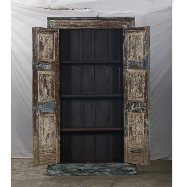 Armoire Constructed From Antique Indian Painted Teakwood Doors, Its Facade and Reclaimed Elements For Sale In Santa Fe - Image 6 of 7