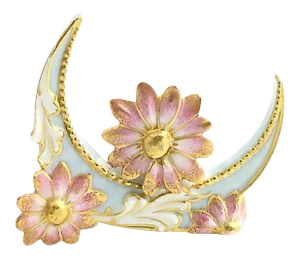 Floral Flower and Moon Porcelain Menu Holder