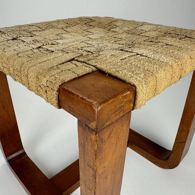 Mid-Century Modern Mid-Century Bentwood and Woven Rope Stool, 1970s For Sale - Image 3 of 10