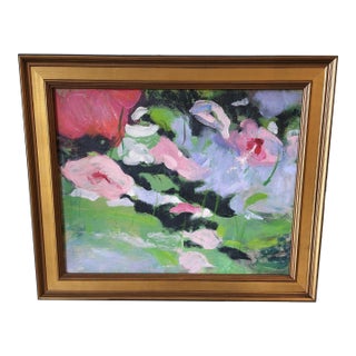 Late 20th Century Waterlilies Oil Painting For Sale