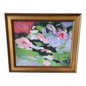 Late 20th Century Waterlilies Oil Painting
