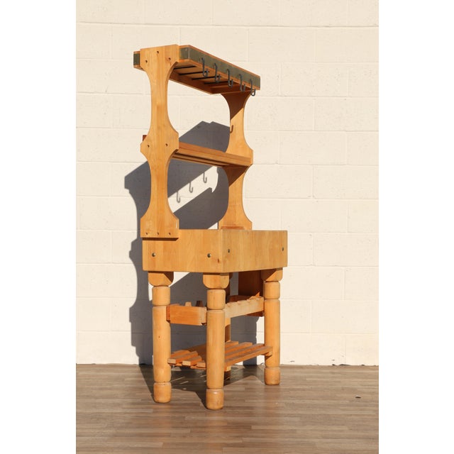 Vintage I. Magnin Solid Wood Butcher Block Baker’s Rack Kitchen Workbench For Sale - Image 13 of 18