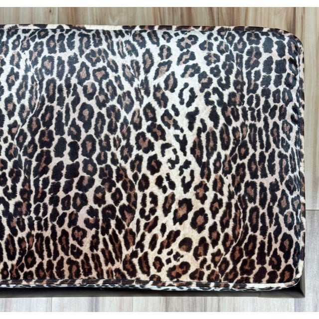 Vintage Late 20th C Newly Upholstered Leopard Print Velvet Ming Style Rolling Bench For Sale - Image 10 of 10