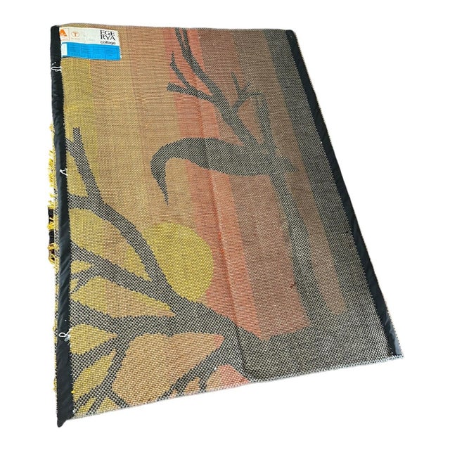 Ege Rya VTG Ege Rya Shag Wall Art Rug 70s Mid Century 4' Sunset Bird Tree For Sale - Image 4 of 5