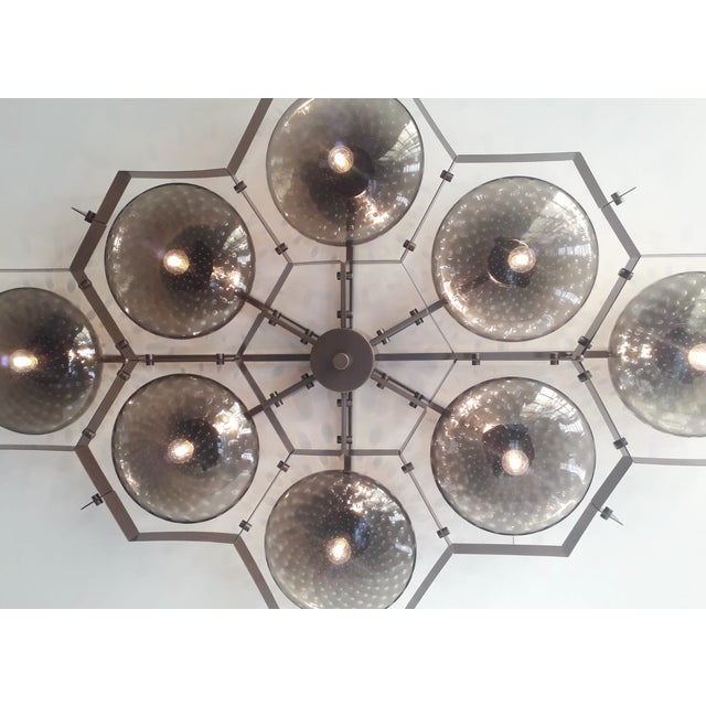 Metal 21st Century Beehive Bronze Smoky Bubbles Murano Flush Mount by Fabio LTD For Sale - Image 7 of 7