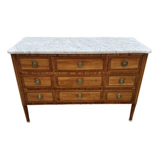 19th Century Louis XVI Carrara Marble Top Chest of Drawer / Commodes For Sale