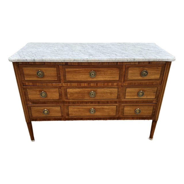 19th Century Louis XVI Carrara Marble Top Chest of Drawer / Commodes For Sale