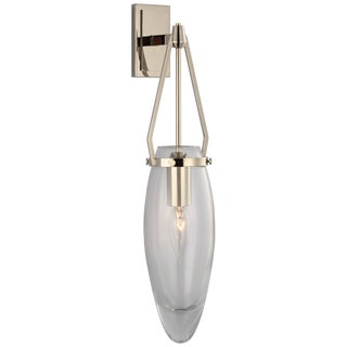 Chapman & Myers for Visual Comfort Signature Myla Medium Bracketed Sconce in Polished Nickel with Clear Glass For Sale