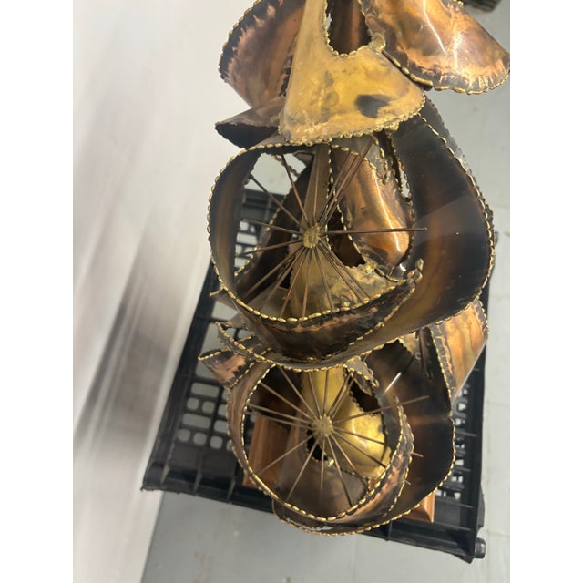 Wood Vintage Brass Brutalist Piece of Art For Sale - Image 7 of 10