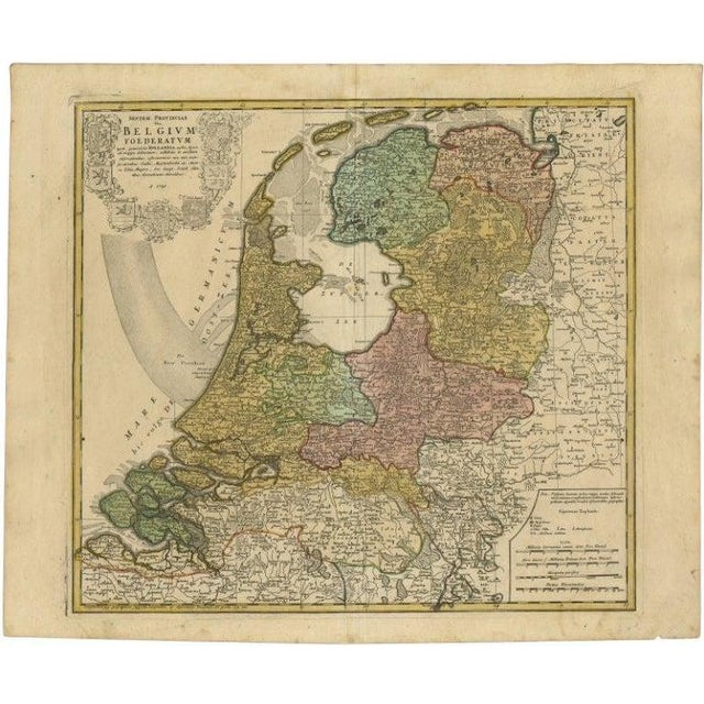 Paper Map of the Seven Provinces of the Belgian/Dutch Federation, 1748 For Sale - Image 7 of 7
