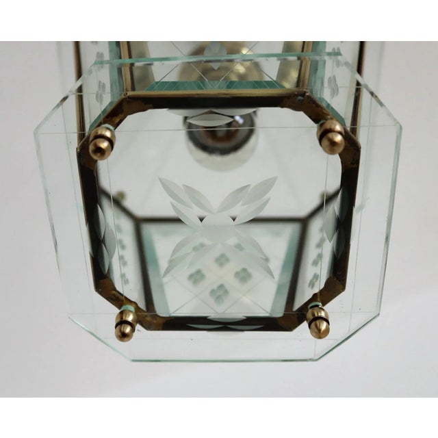 Vintage Italian Lantern in Crystal Cut Glass and Brass, 1950s For Sale - Image 13 of 18