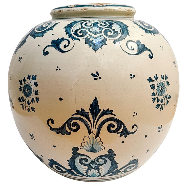 Mid 20th Century Grand-Scale Italian Renaissance Revival Majolica Hand-Painted Terracotta Ginger Jars For Sale - Image 14 of 14