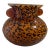 1980s Vintage Hand Blown Glass Vase With Curled Handles in Spotted Amber Leopard Print For Sale