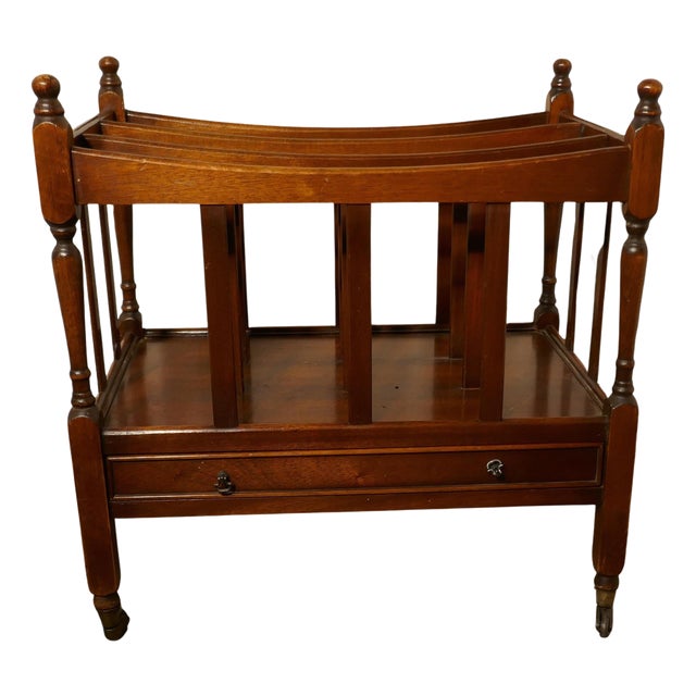 English Walnut Canterbury Magazine Stand For Sale