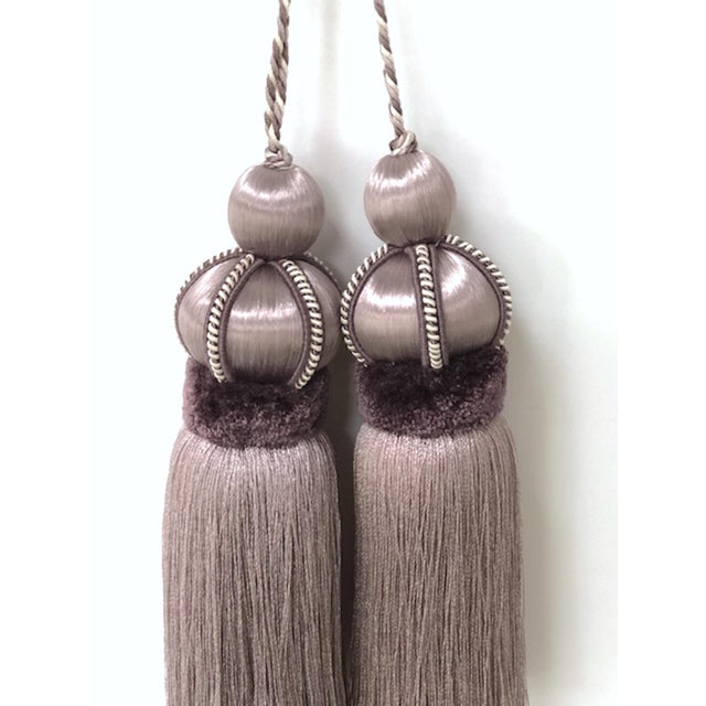 2020s Key Tassels Mauve and Plum With Satin and Cut Velvet Details For Sale - Image 5 of 12