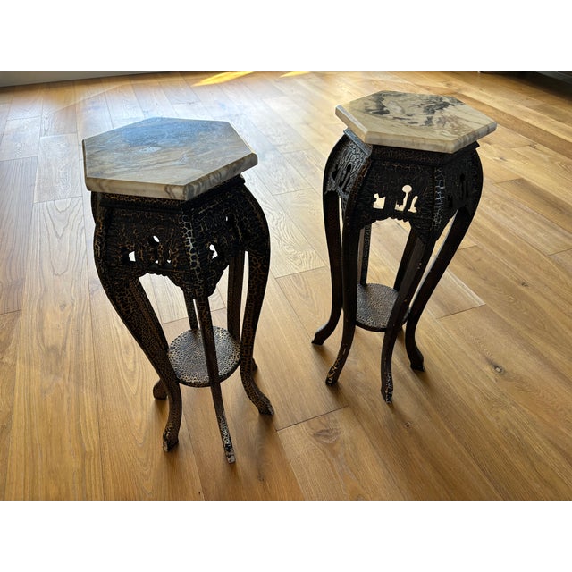 Early 20th Century Pair of Antique Chinese Pedestals or Planters Circa 1920's For Sale - Image 5 of 12