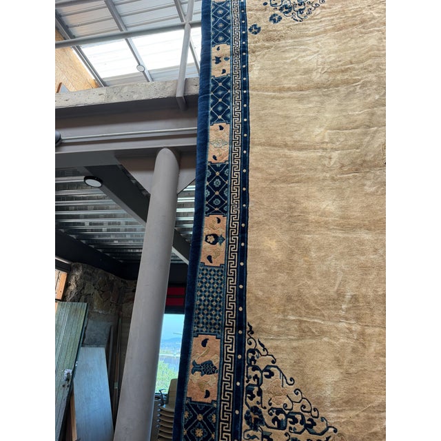Art Deco 12 X 9 Antique Chinese Art Deco Chinoiserie Peking Rug Geometric Medallion For Sale - Image 3 of 15
