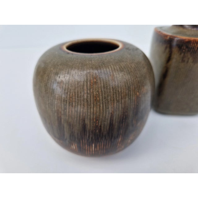 Bing & Grondahl Stoneware Vases by Valdemar Petersen for Bing & Grøndahl, 1960s, Set of 2 For Sale - Image 4 of 7