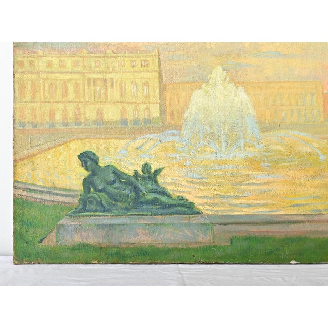 Modern French Vintage Robert Mahias Painting, Versailles at Sunset For Sale - Image 3 of 10