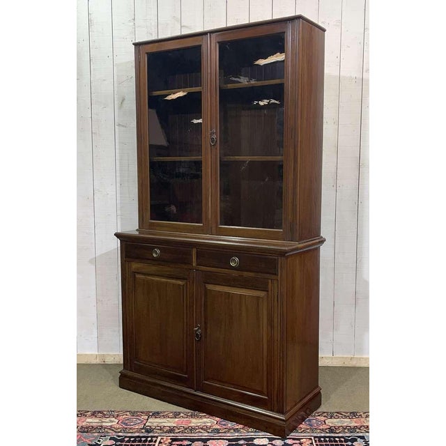Wood English Walnut 2-Part Bookcase, Early 20th Century For Sale - Image 7 of 18