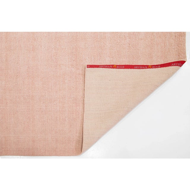 2010s 10 X 14 Modern Indian Texture Handmade Wool Rug in a Solid Pink Color For Sale - Image 5 of 9