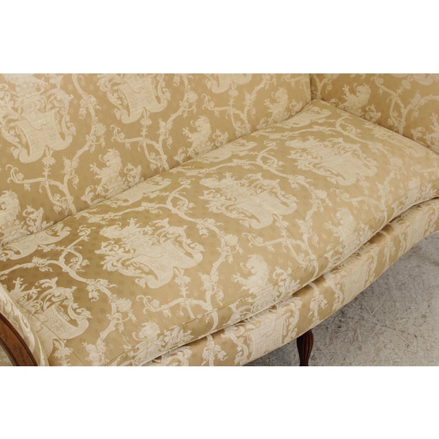 Southwood Gold Damask Camelback Sofa For Sale In Philadelphia - Image 6 of 18