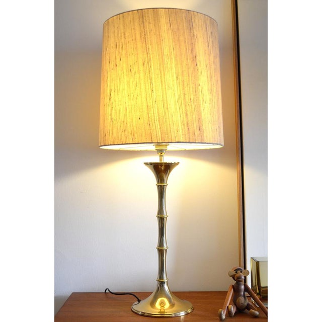 - large xxl table lamp, model bamboo - designed by ingo maurer in 1968 - metal brass lamp base with bamboo look - original...