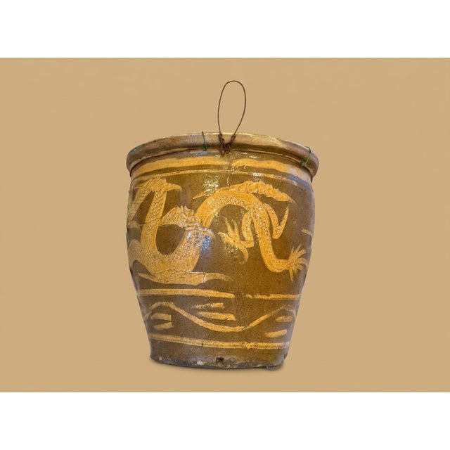 Ceramic Antique Chinese Dragon Egg Art Pottery Dragon Jardinière Planter Pot For Sale - Image 7 of 9