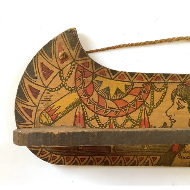 Cabin Early 1900s Pyrography Canoe Shaped Tie Holder For Sale - Image 3 of 7