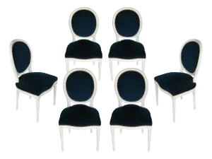 Set of Six Louis XVI Style White Painted Dining Chairs