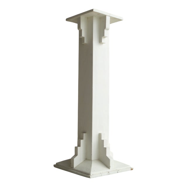 Tall Amsterdam School Pedestal in White Paint, 1920s For Sale