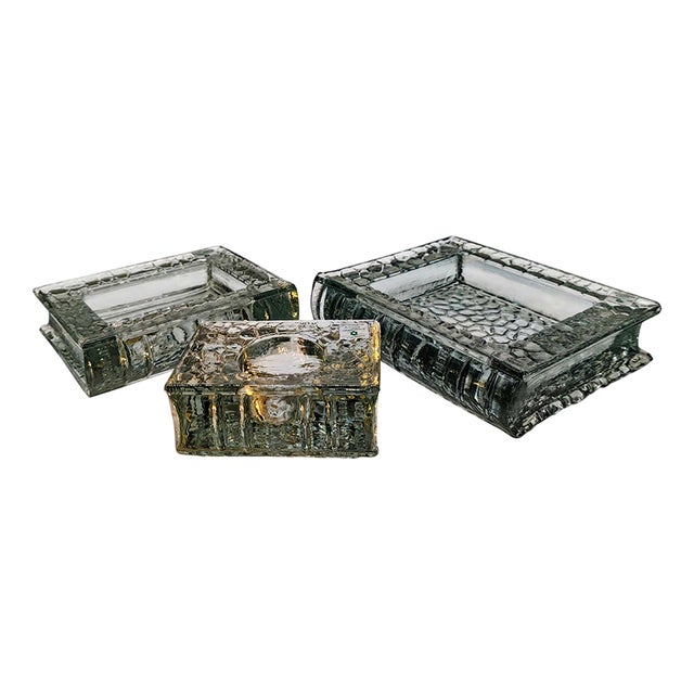 Vintage Italian Book Shaped Ashtrays in Murano Glass by Antonio Imperatore, 1970s, Set of 3 For Sale