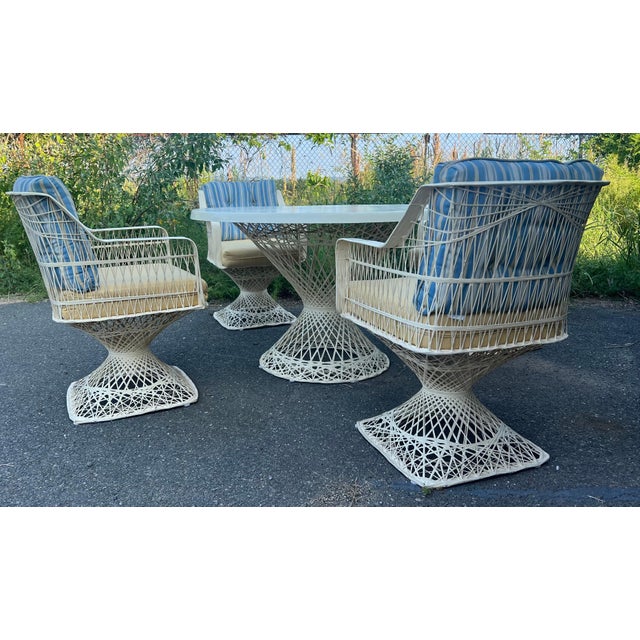 Spun Fiberglass 5 Pieces Round Dining Table 4 Chair Russel Woodard Outdoor Set For Sale - Image 10 of 14
