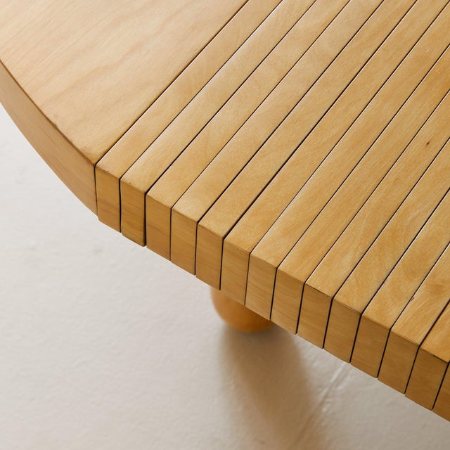 Italian Vintage Slatted Wood Dining Table with Extension For Sale - Image 10 of 11