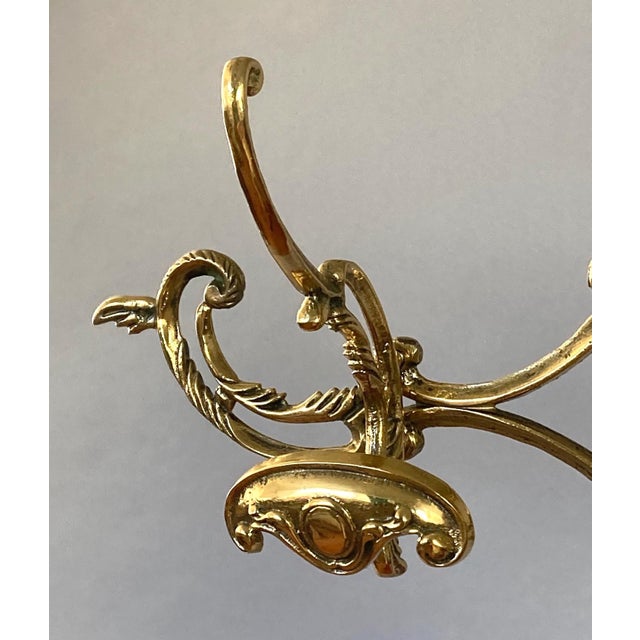 Polished Solid Brass Antique Coat Rack, Amazing Ornate Design, Ca.1890 For Sale - Image 4 of 4