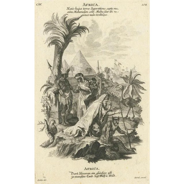 Johann Georg Hertel, Allegorical Engraving of Africa, Mid-18th Century, Print For Sale - Image 6 of 7