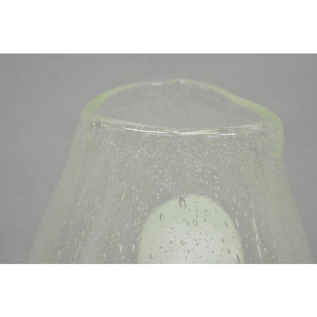 Vintage Mid Century Italian Modern Pulegoso Bubble Glass White Dimple 14" Vase For Sale In Philadelphia - Image 6 of 15