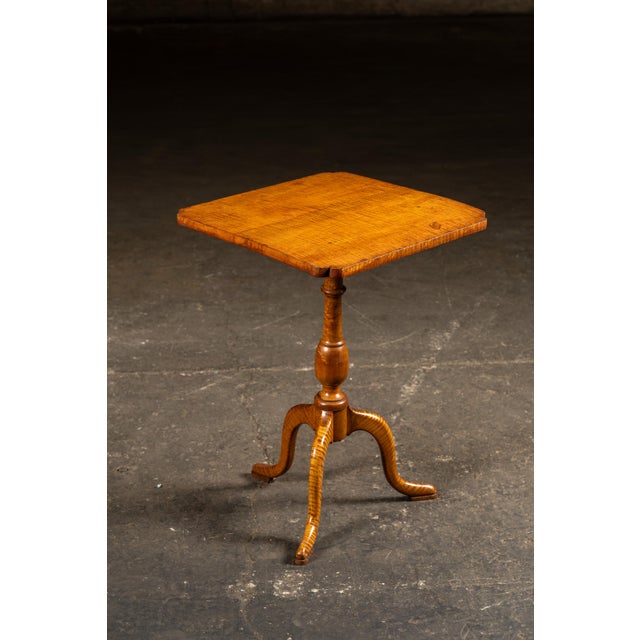 Antique Flamed Maple Tilt-Top Table on Tripod Base With Tiger Grain For Sale - Image 4 of 7