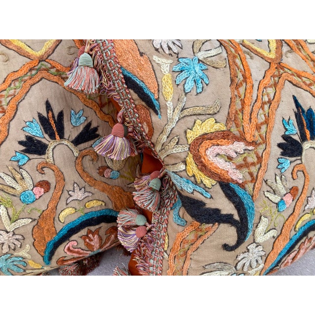 2020s Crewel Pillows a Pair For Sale - Image 5 of 6