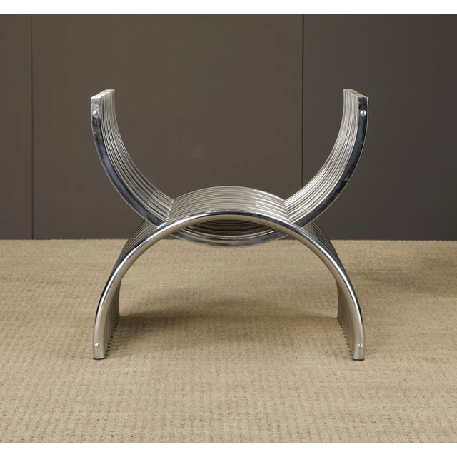 Striking vintage table base made in Italy, featuring a bold, architectural design composed of curved supports in...