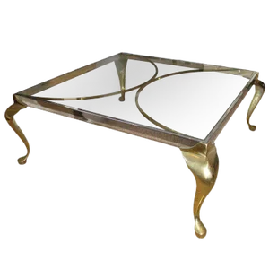 Vintage Two Toned Brass and Chrome Coffee Table