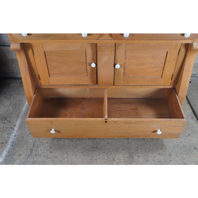 Antique Victorian American Empire Style Oak Buffet Server Sideboard Bar Back For Sale - Image 9 of 12