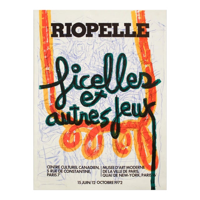 1972 French Exhibition Vintage Poster - Riopelle, Centre Culturel Canadien Et Musée d'Art Moderne De La Ville De Paris For Sale