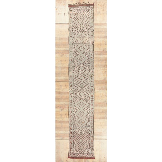 Vintage Zemmour Moroccan Kilim Rug, 03'06 X 21'03 For Sale - Image 10 of 10