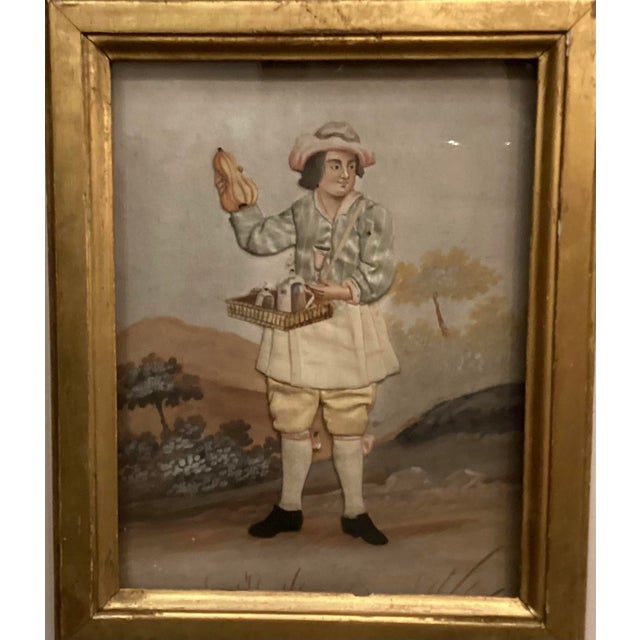Folk Art Rare Set of 6-Folk Art Dressed Pictures (Habille) 19th C For Sale - Image 3 of 8