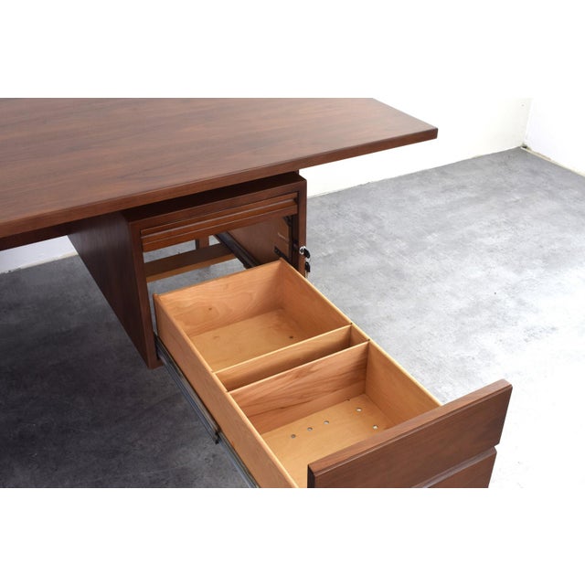 Large Mid-Century Modern American Walnut Executive Desk, 1970s For Sale - Image 16 of 18