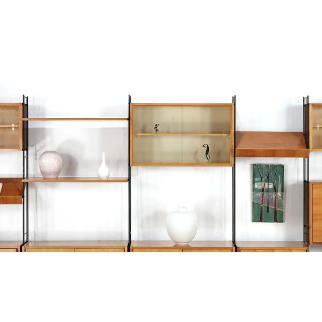 Mid-Century Modern German Cherrywood Regal Wall Unit For Sale - Image 4 of 14
