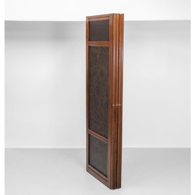 Arts and Crafts Oak Room Divider with Botanical Motifs Panels, 1890s For Sale - Image 6 of 18